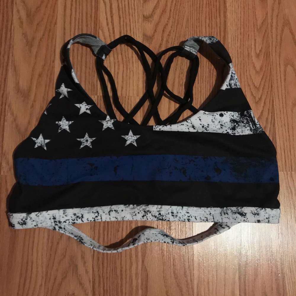 Born Primitive Vitality Blue line flag sports bra